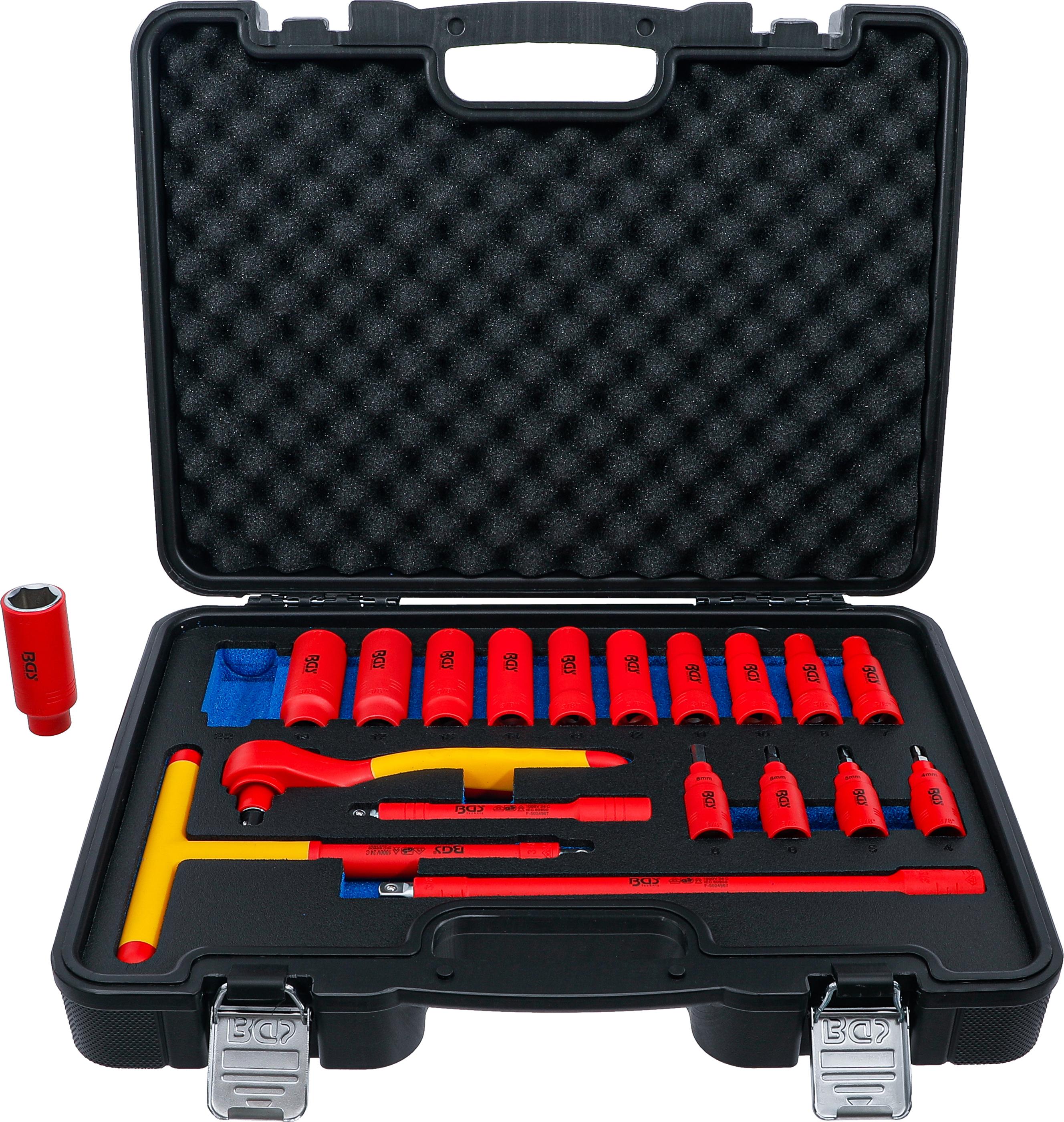 VDE-Steckschlüssel- und Bit-Einsatz-Satz | Antrieb Innenvierkant 10 mm (3/8") | 19-tlg. BGS7137