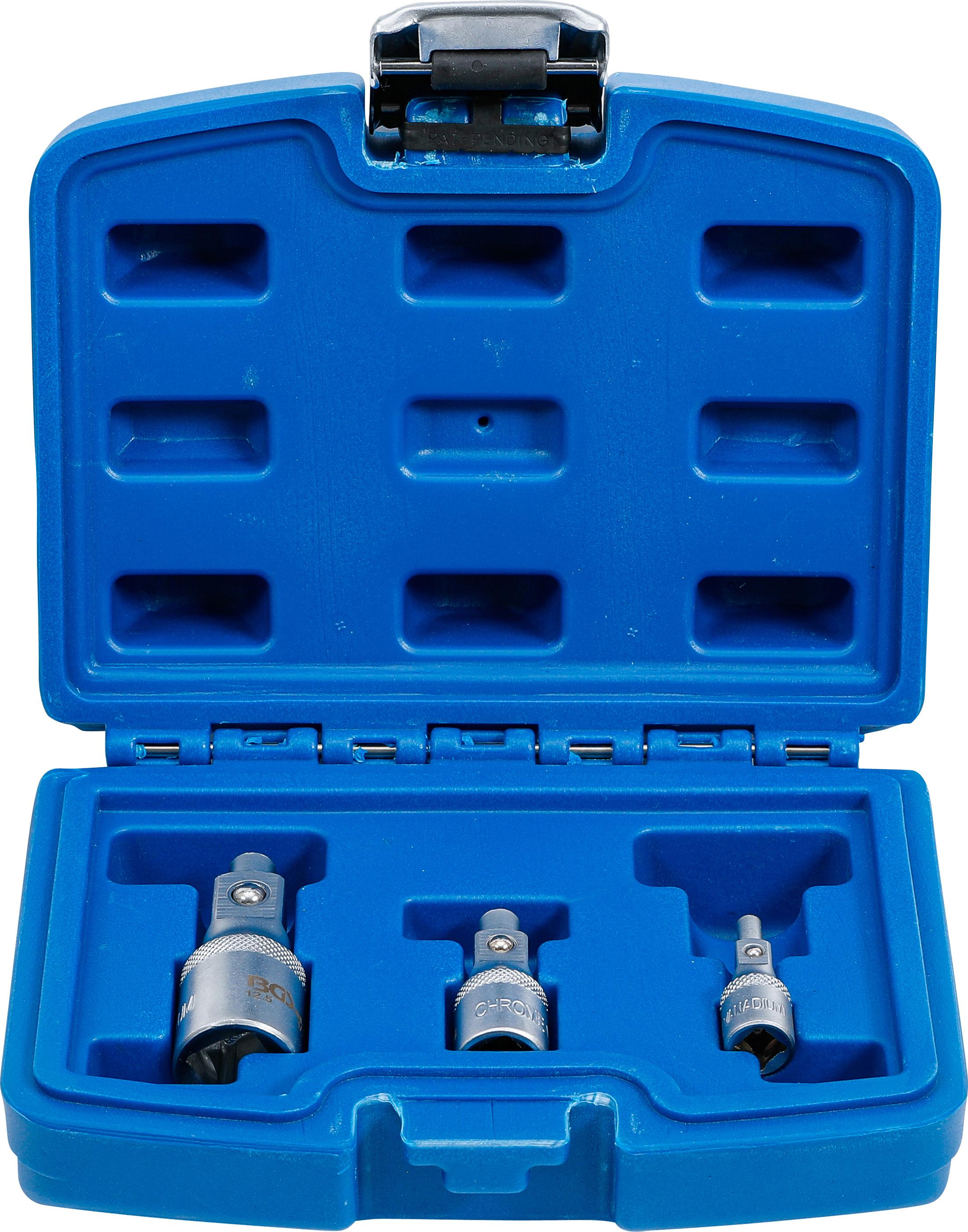 Verlängerungs-Satz mit Magnethalter | 6,3 mm (1/4") / 10 mm (3/8") / 12,5 mm (1/2") | 3-tlg. BGS198