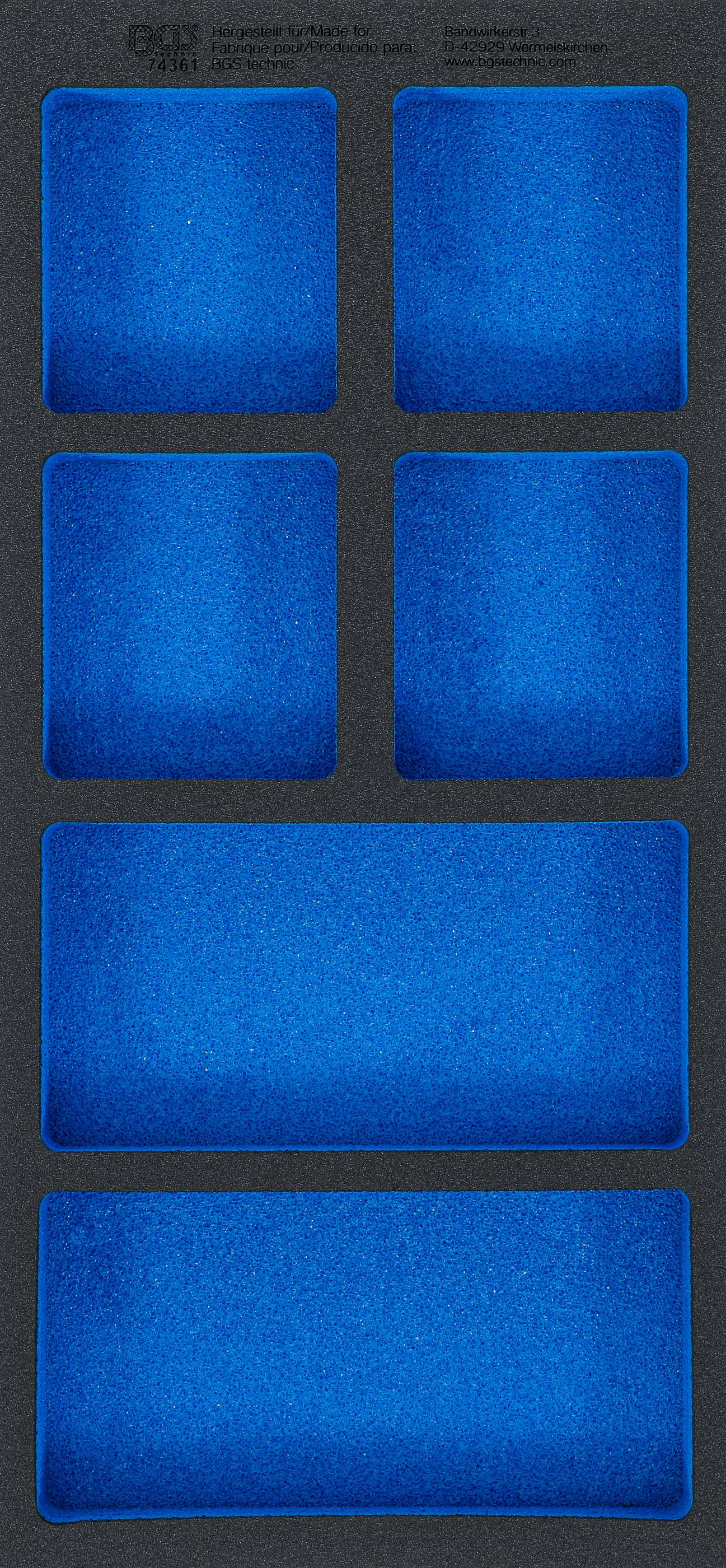 Werkstattwageneinlage 1/3, leer: 6 Ablagefächer | 408 x 189 x 32 mm BGS74361