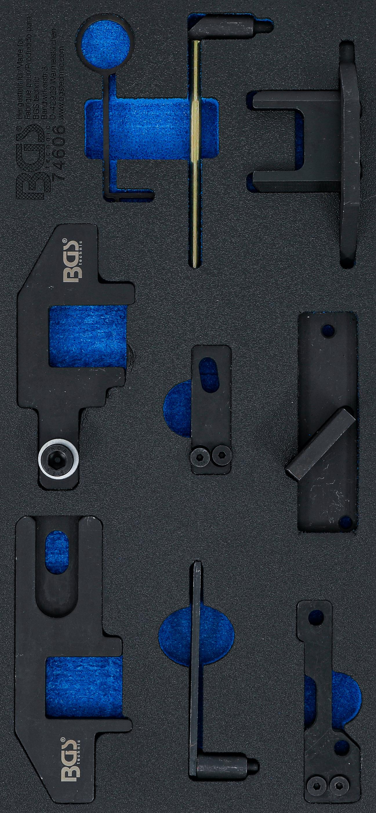 Werkstattwageneinlage 1/3: Motor-Einstellwerkzeug-Satz | für PSA 1.0 EB0 / 1.2 EB2 Benziner BGS74606