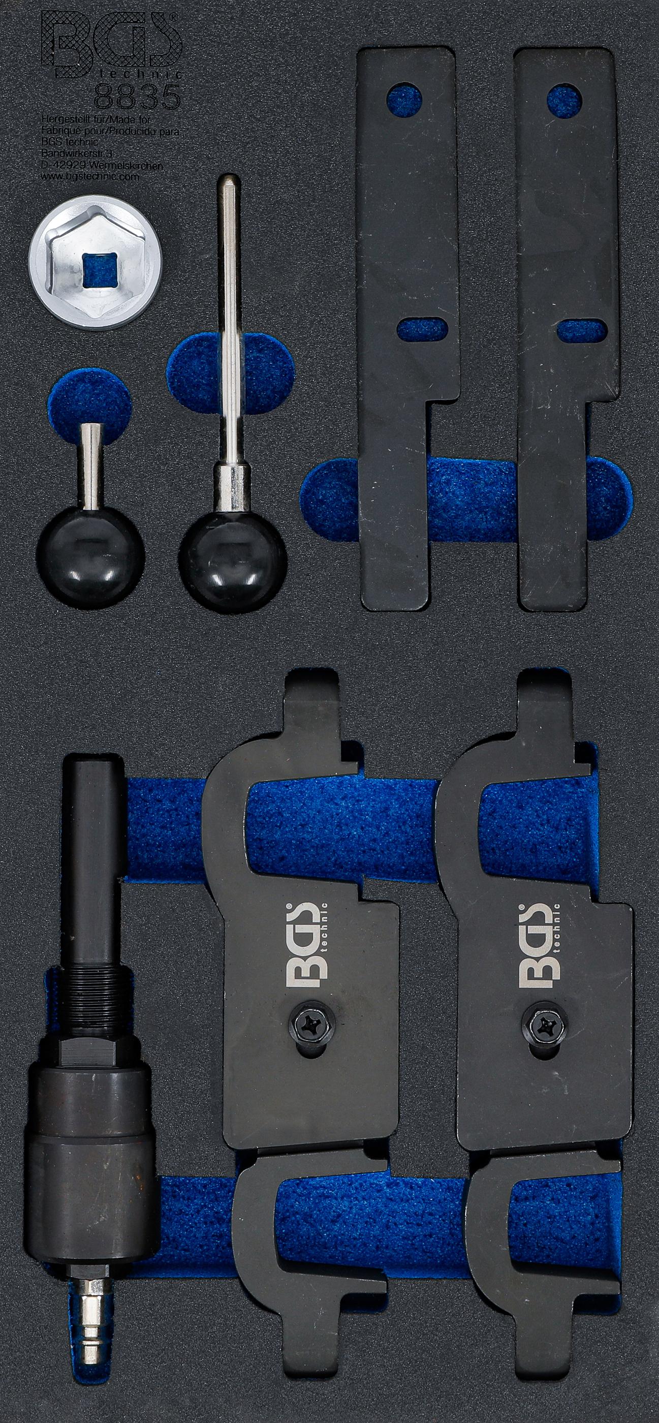 Werkstattwageneinlage 1/3: Motoreinstellwerkzeuge | für Porsche Panamera, Cayenne V8 | 8-tlg. BGS8835