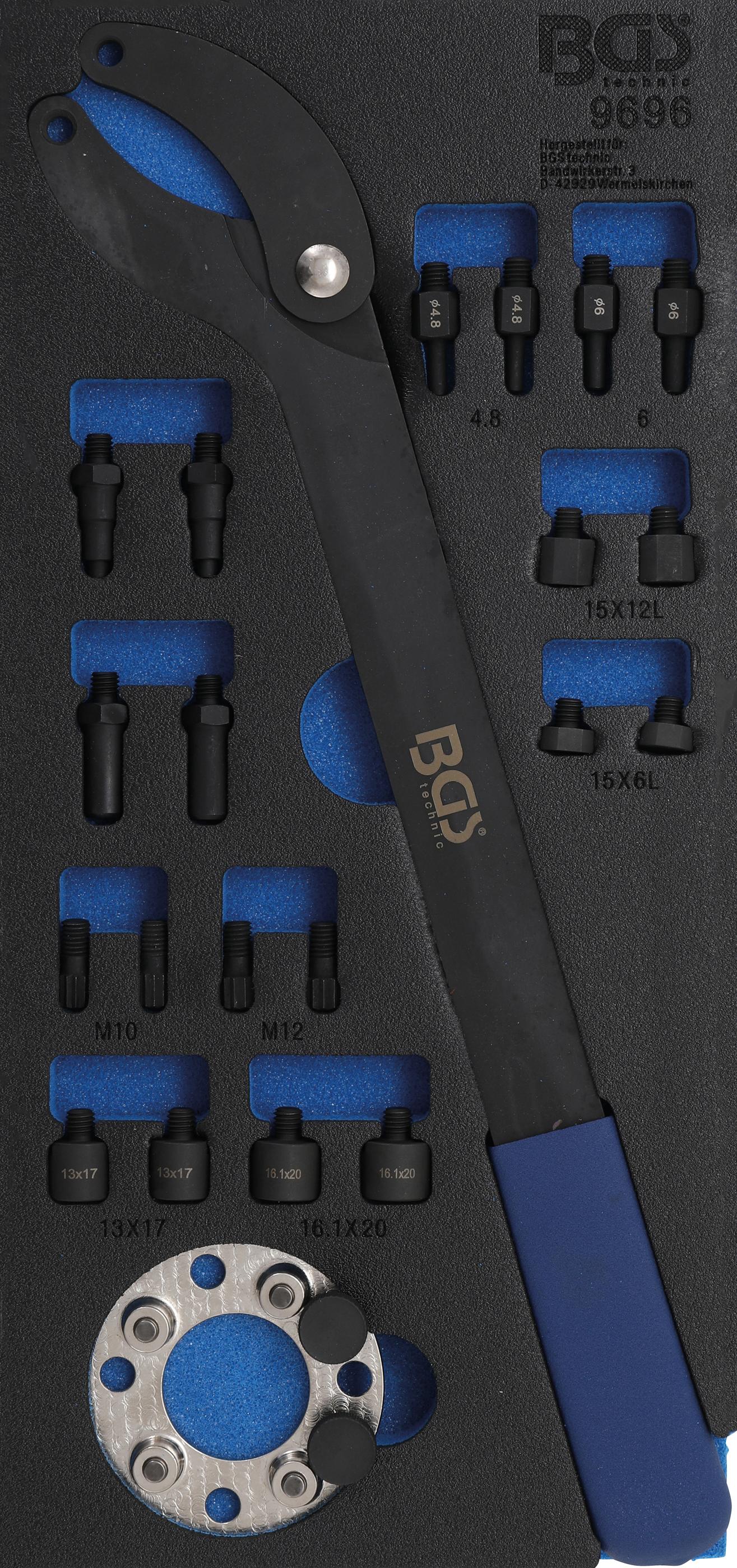 Werkstattwageneinlage 1/3: Nockenwellen-Gegenhaltewerkzeug-Satz | für VAG BGS9696