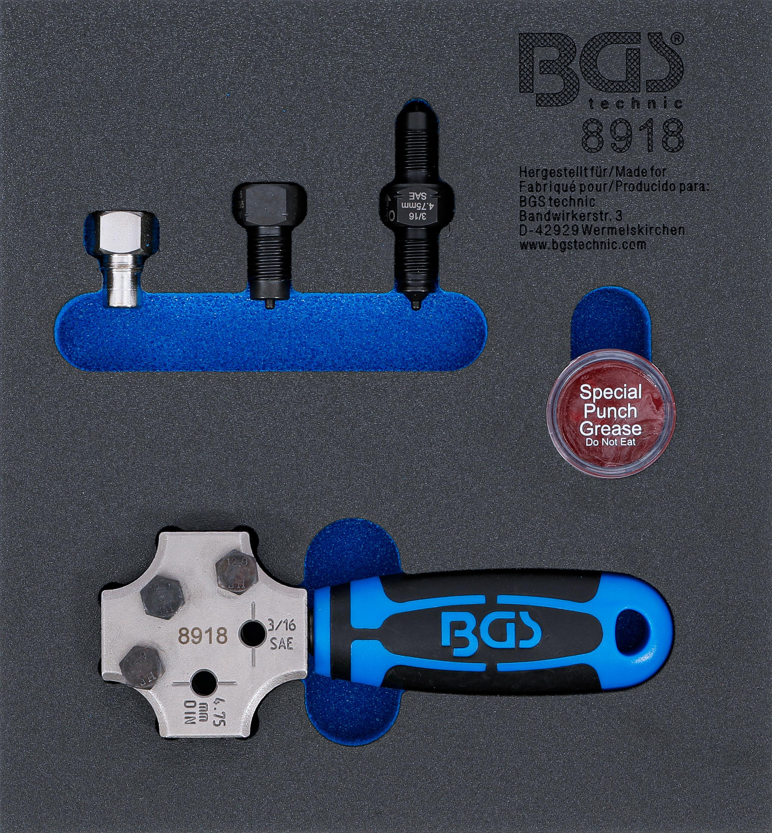 Werkstattwageneinlage 1/6: Bördelgerät | SAE und DIN 4,75 mm (3/16") BGS8918