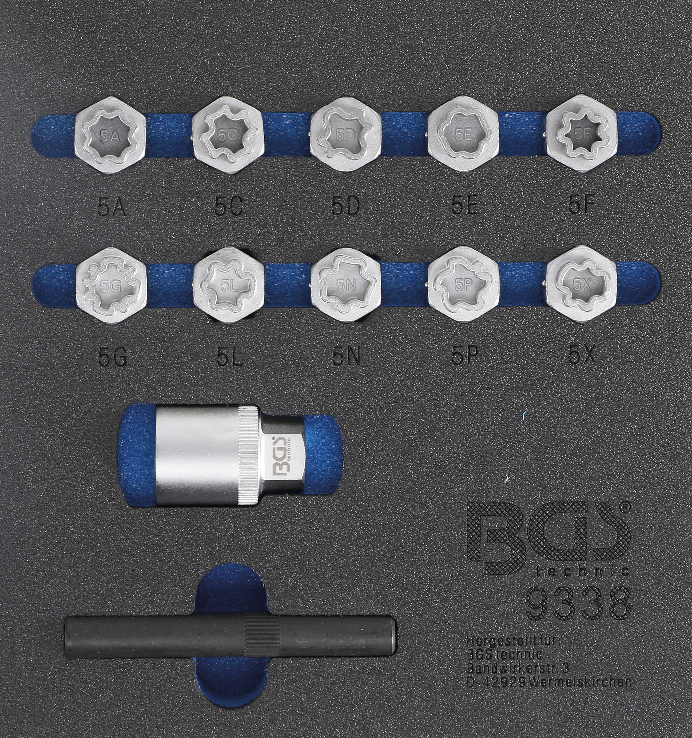 Werkstattwageneinlage 1/6: Felgenschloss-Werkzeug-Satz für Mercedes-Benz | 12-tlg. BGS9338