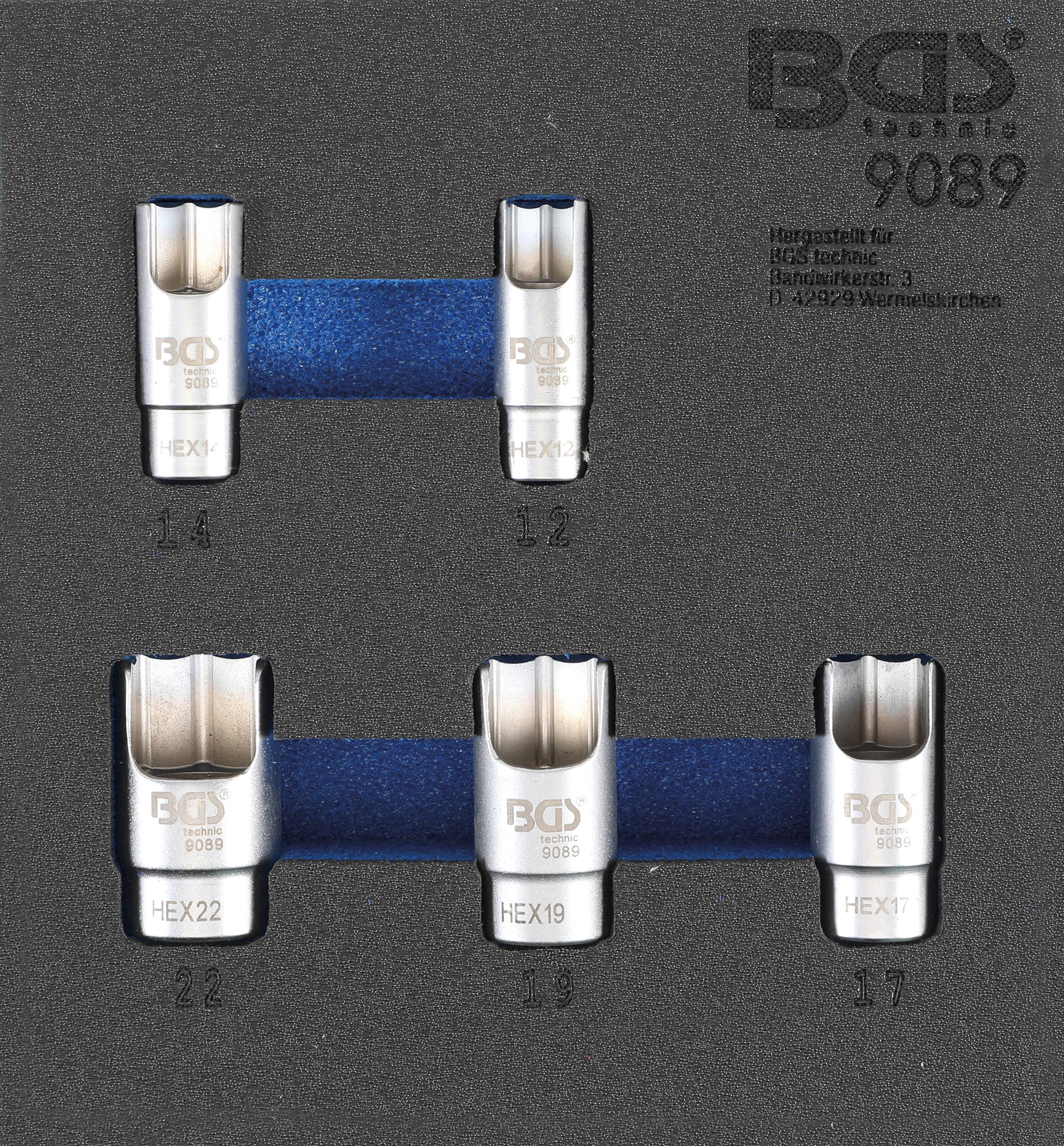 Werkstattwageneinlage 1/6: Spezial-Einsätze für Winkel-Rohrverbinder | 5-tlg. BGS9089