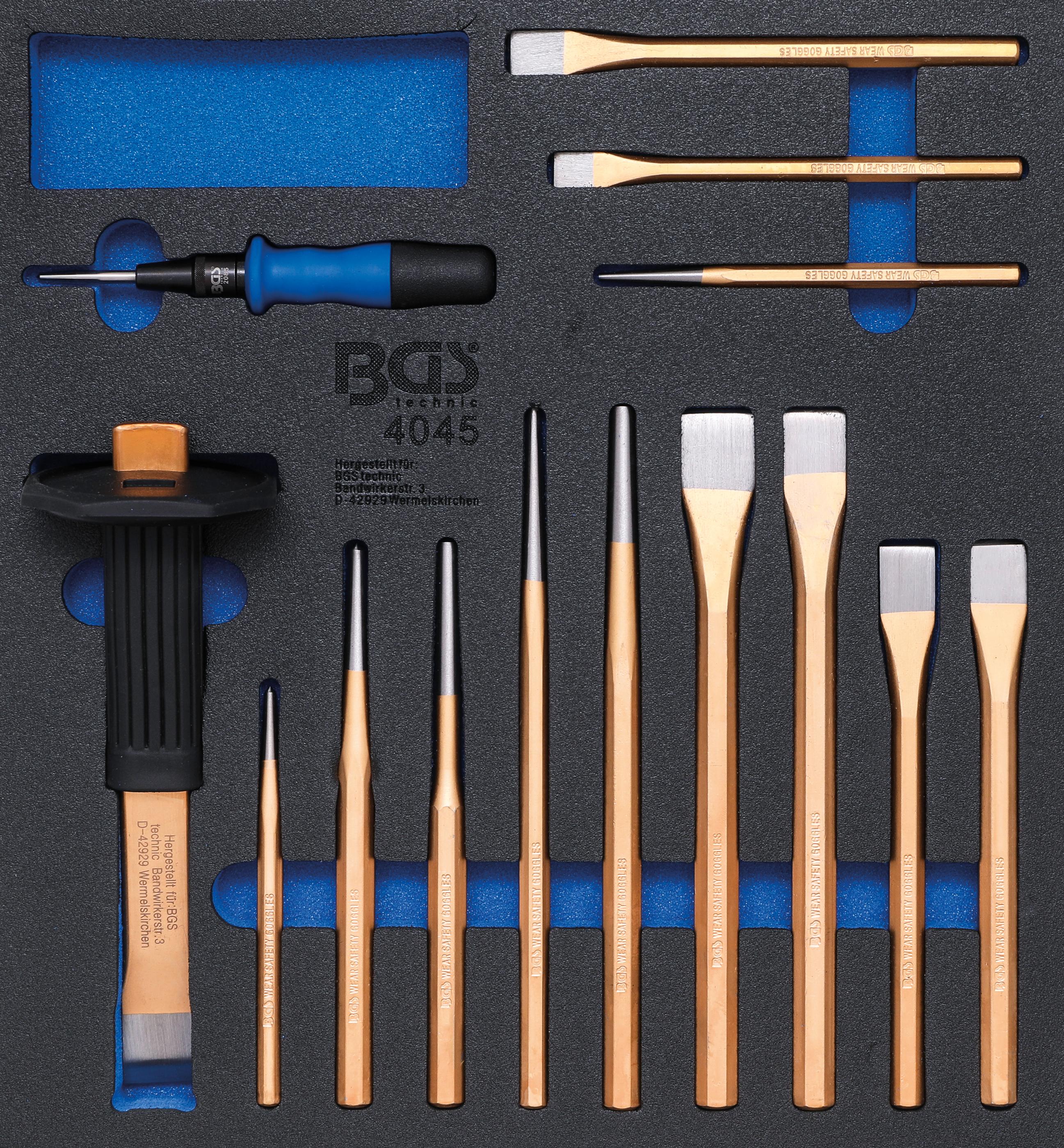Werkstattwageneinlage 2/3: Körner, Meißel, Splintentreiber | 14-tlg. BGS4045