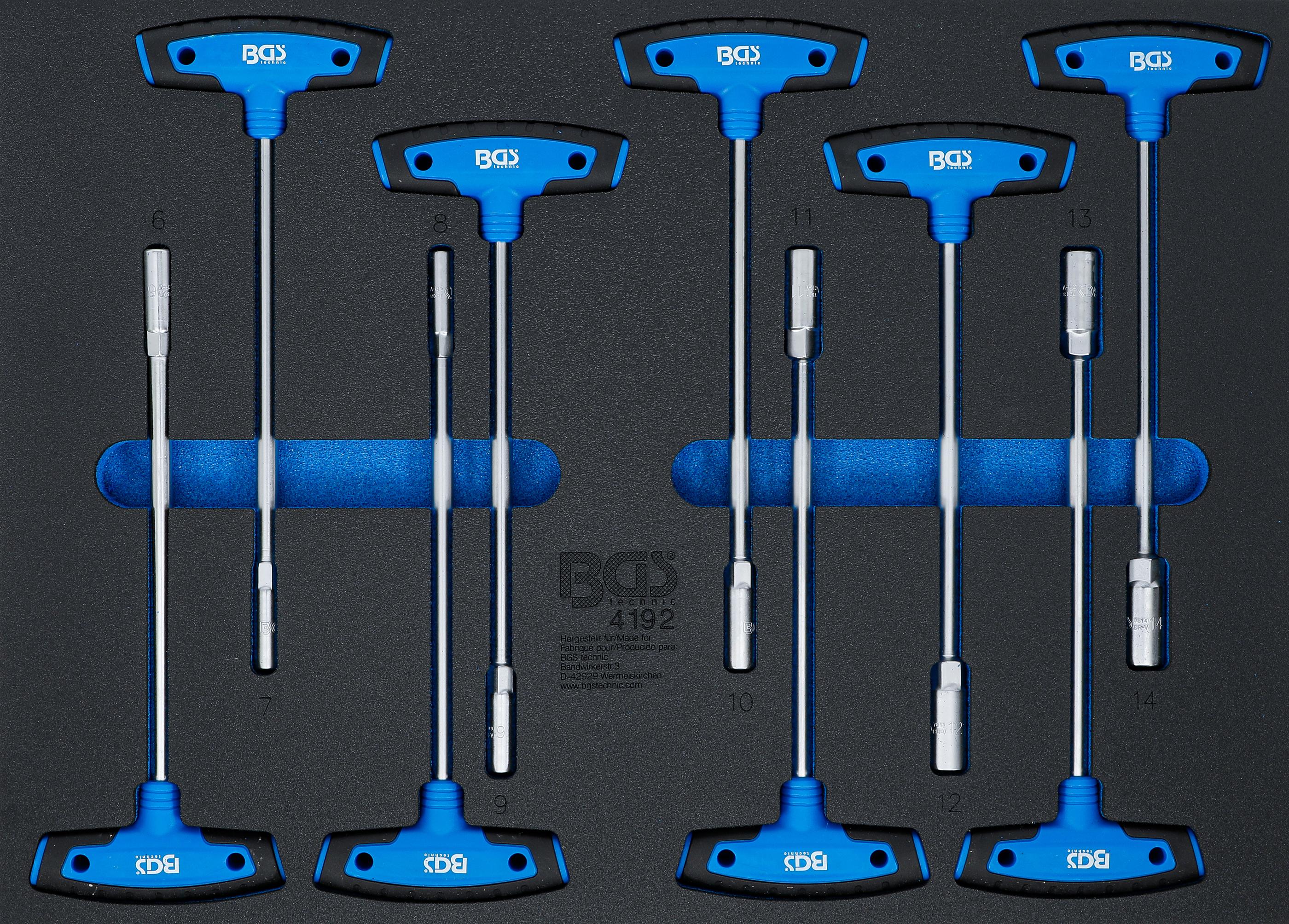 Werkstattwageneinlage 3/3: T-Griff-Steckschlüssel-Satz | 9-tlg. BGS4192
