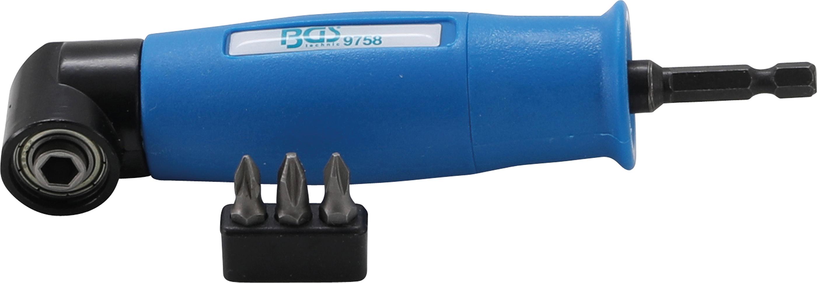 Winkelbohrvorsatz | Antrieb Außensechskant 6,3 mm (1/4") / Abtrieb Innensechskant 6,3 mm (1/4") | 4-tlg. BGS9758