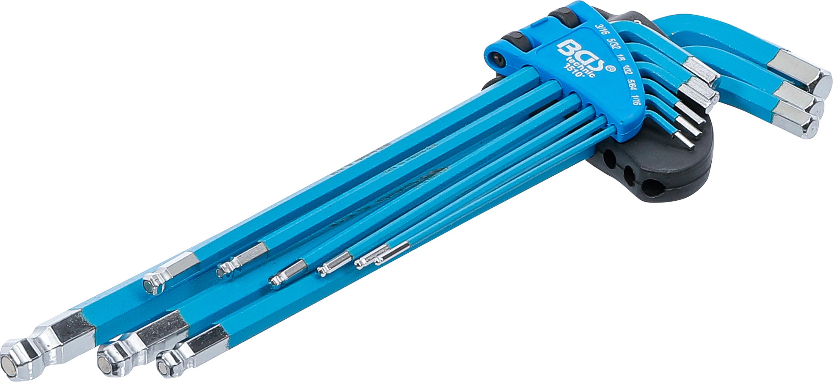 Winkelschlüssel-Satz | extra lang | Innensechskant | Zollgrößen | 9-tlg. BGS35101