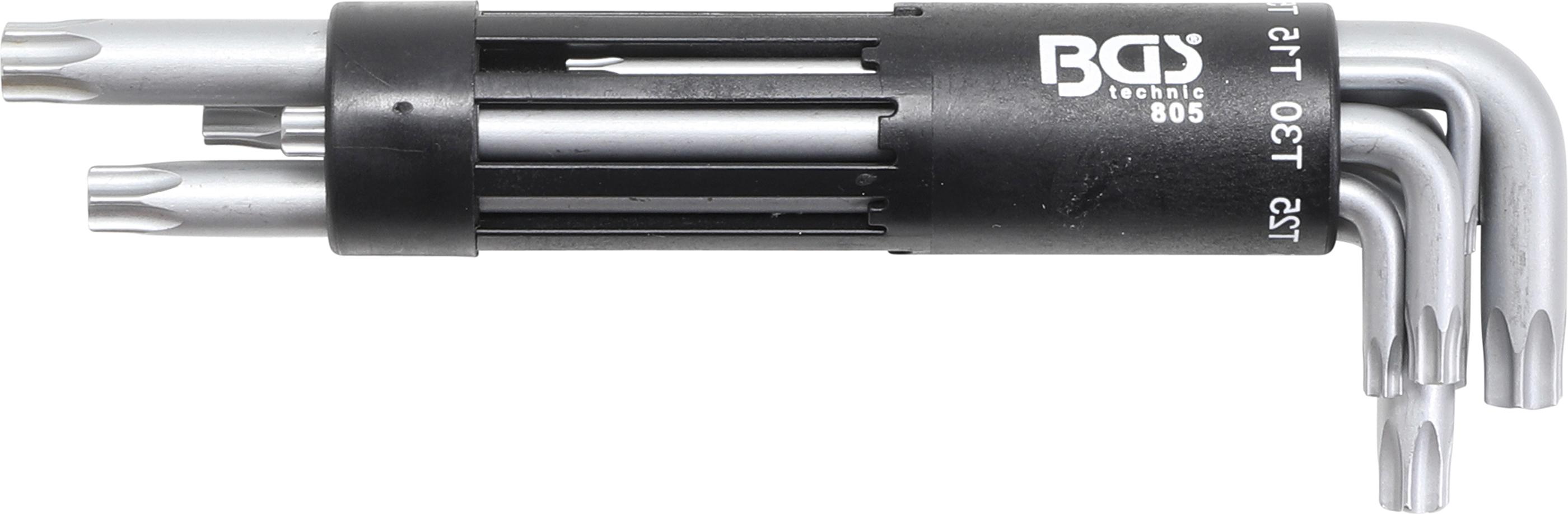 Winkelschlüssel-Satz | extra lang | T-Profil (für Torx) mit Bohrung T10 - T50 | 8-tlg. BGS805