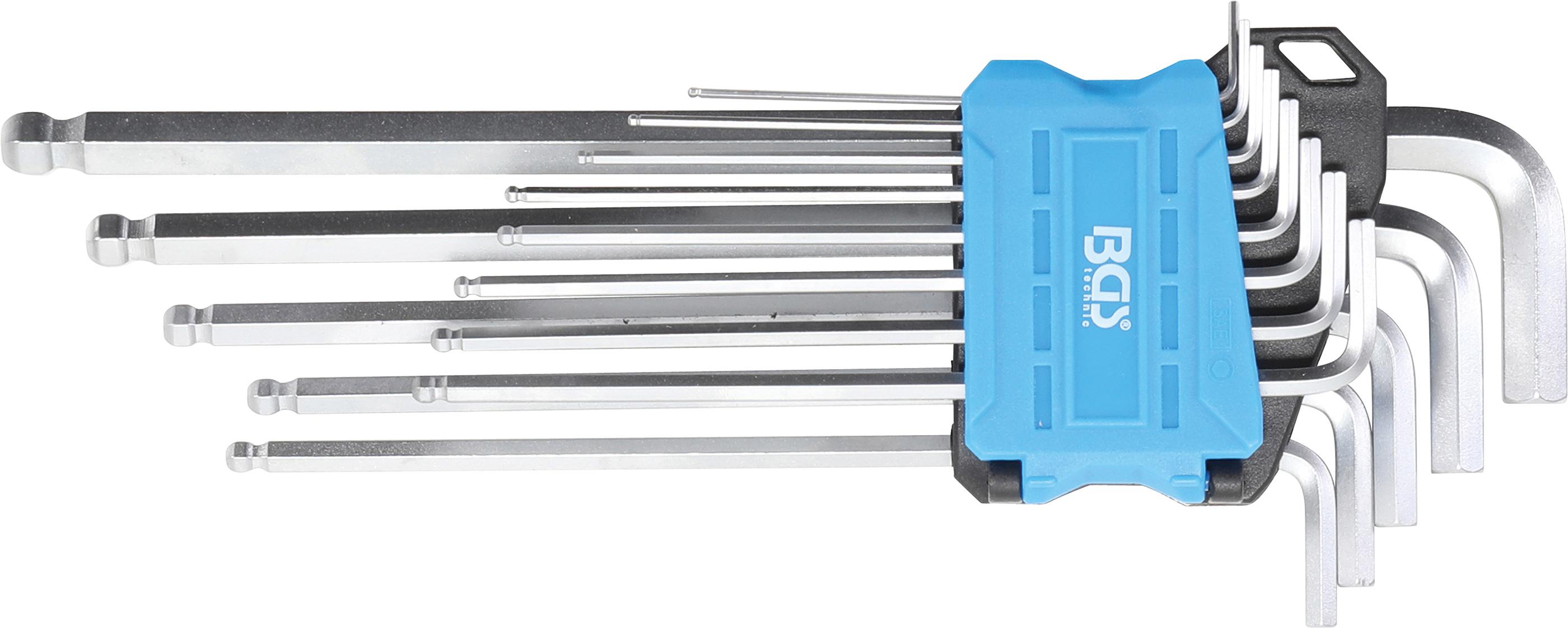 Winkelschlüssel-Satz | extra lang | Zollgrößen | Innensechskant / Innensechskant mit Kugelkopf 0,05" - 3/8" | 13-tlg. BGS9801