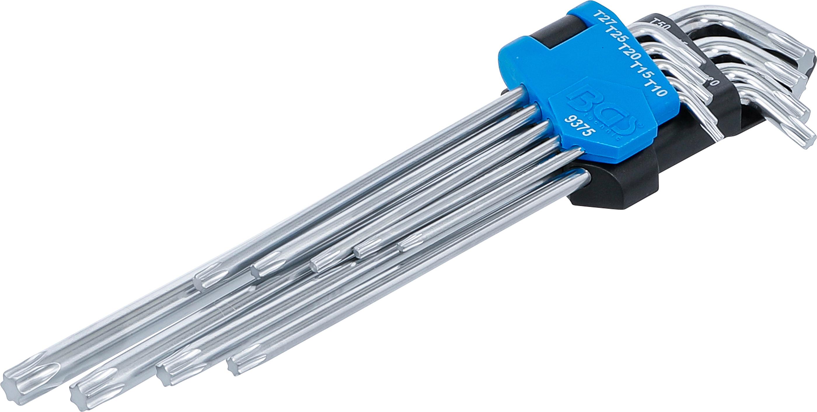 Winkelschlüssel-Satz | extra lang + extra kurz | T-Profil (für Torx) T10 - T50 | 9-tlg. BGS9375