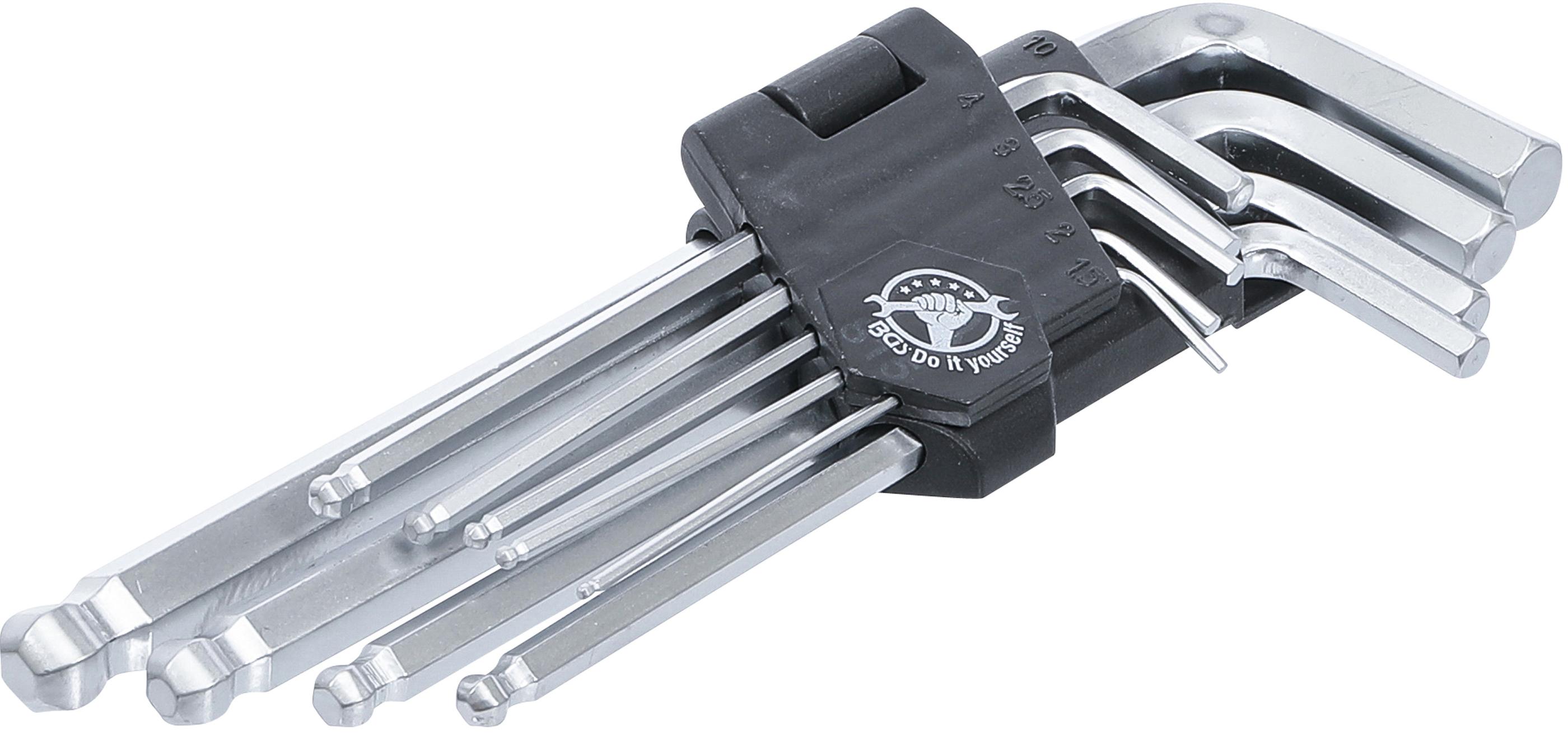 Winkelschlüssel-Satz | Innensechskant / Innensechskant mit Kugelkopf 1,5 - 10 mm | 9-tlg. BGS815