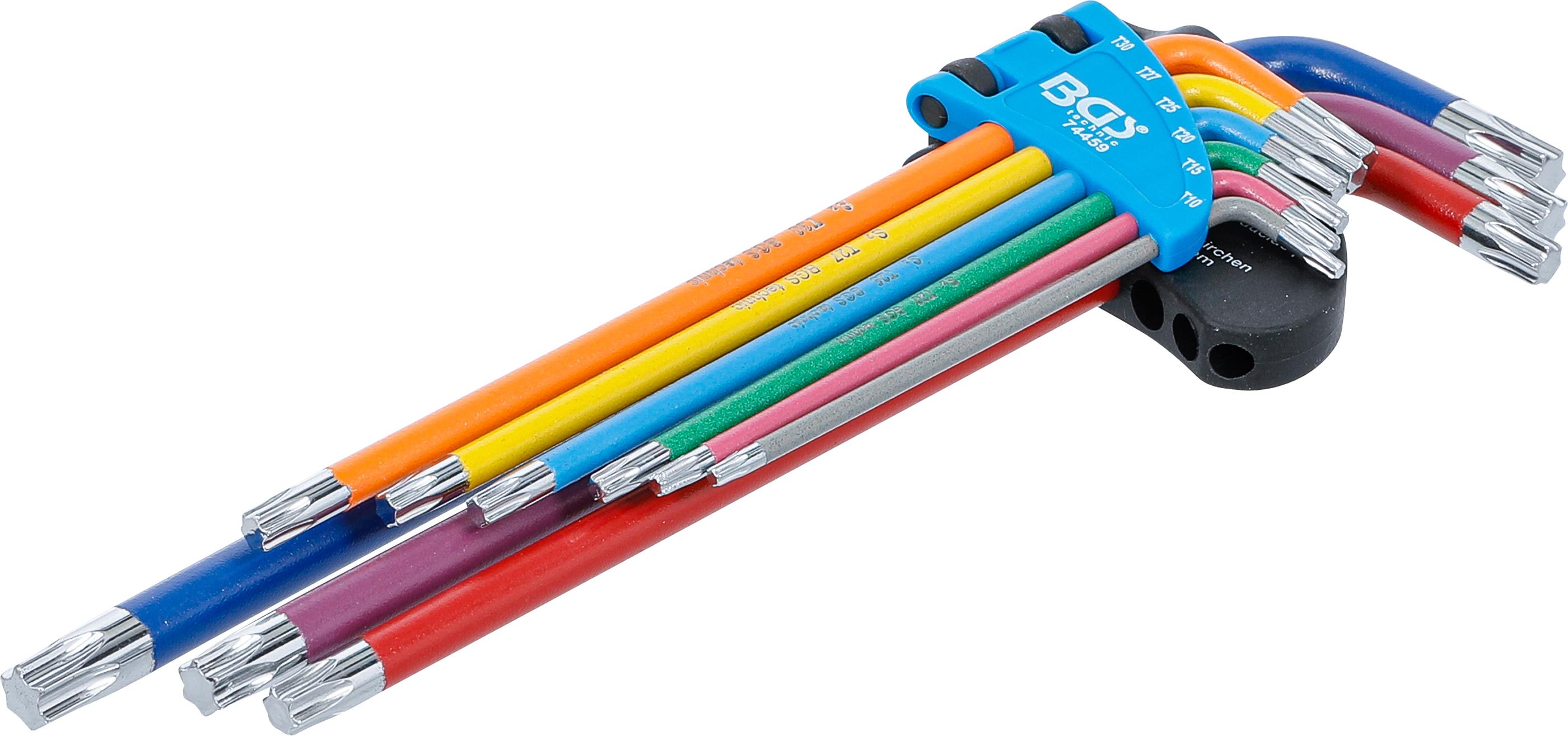 Winkelschlüssel-Satz | Multicolour | extra lang | T-Profil (für Torx) T10 - T50 | 9-tlg. BGS74459
