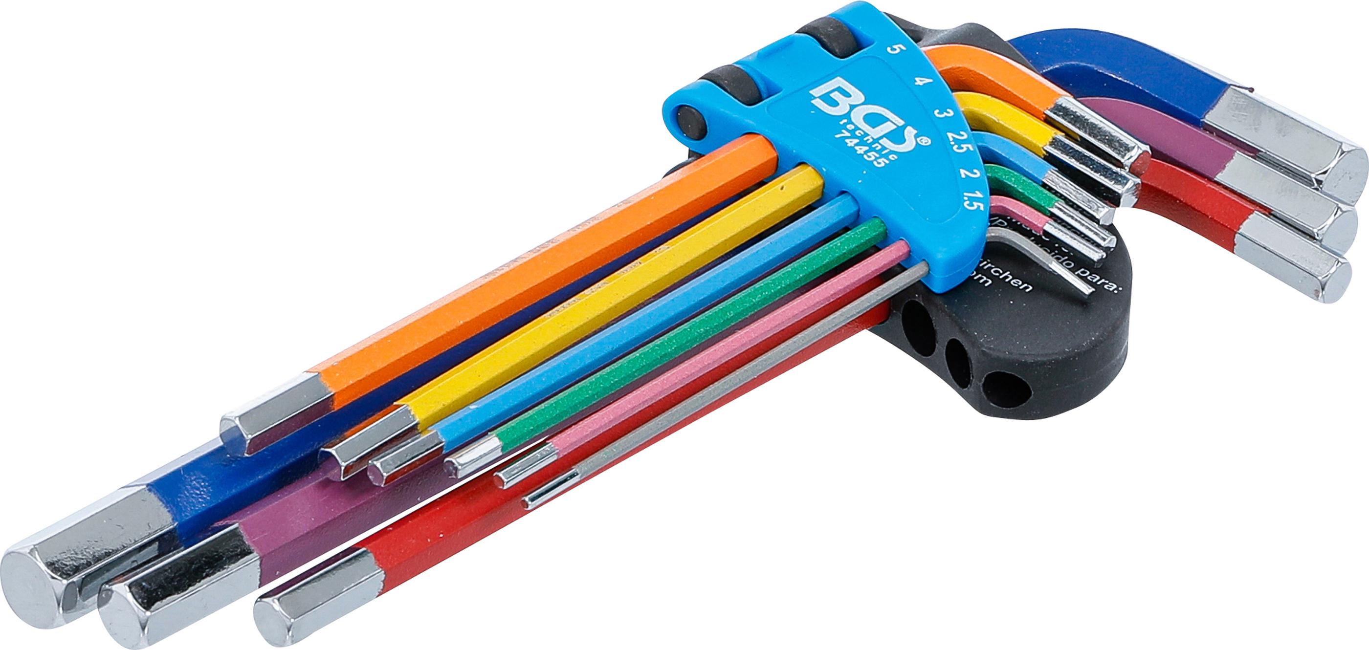 Winkelschlüssel-Satz | Multicolour | Innensechskant 1,5 - 10 mm | 9-tlg. BGS74455