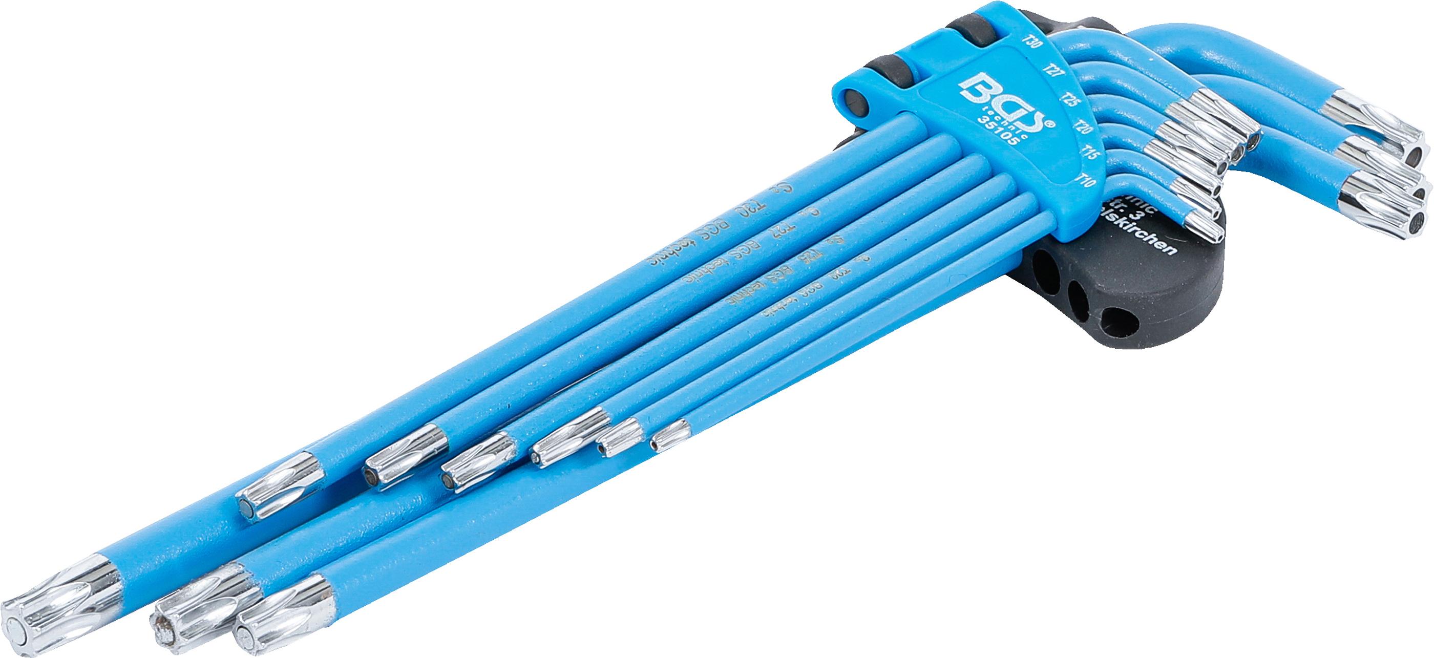 Winkelschlüssel-Satz | T-Profil (für Torx) / T-Profil (für Torx) mit Bohrung T10 - T50 | 9-tlg. BGS35105