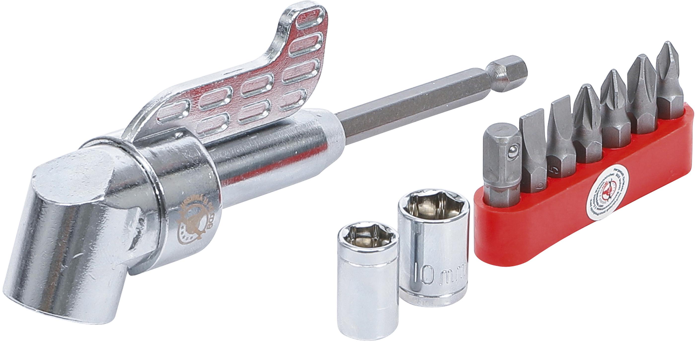 Winkelschrauber-Vorsatz für Bohrmaschinen | 10-tlg. BGS20801